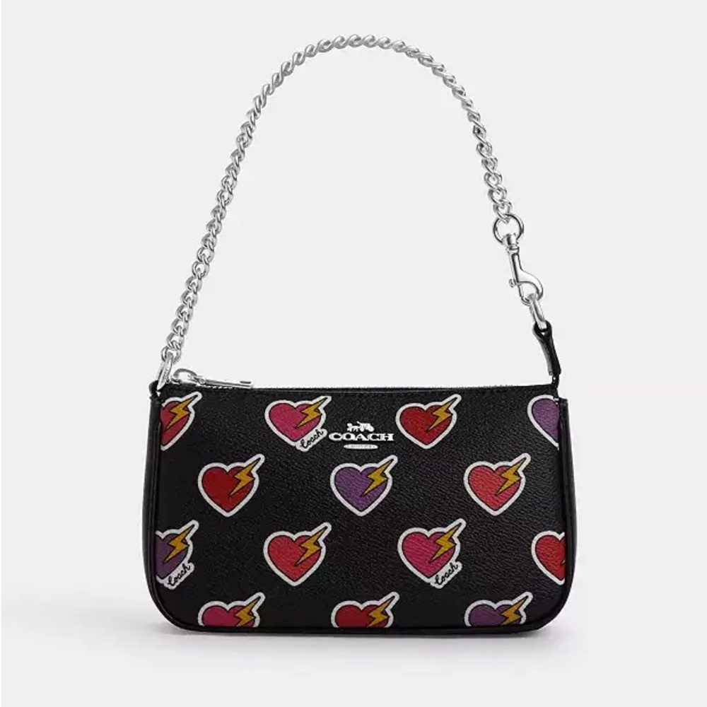 Coach Nolita 19 With Heart Bolt Print + Strap Extender